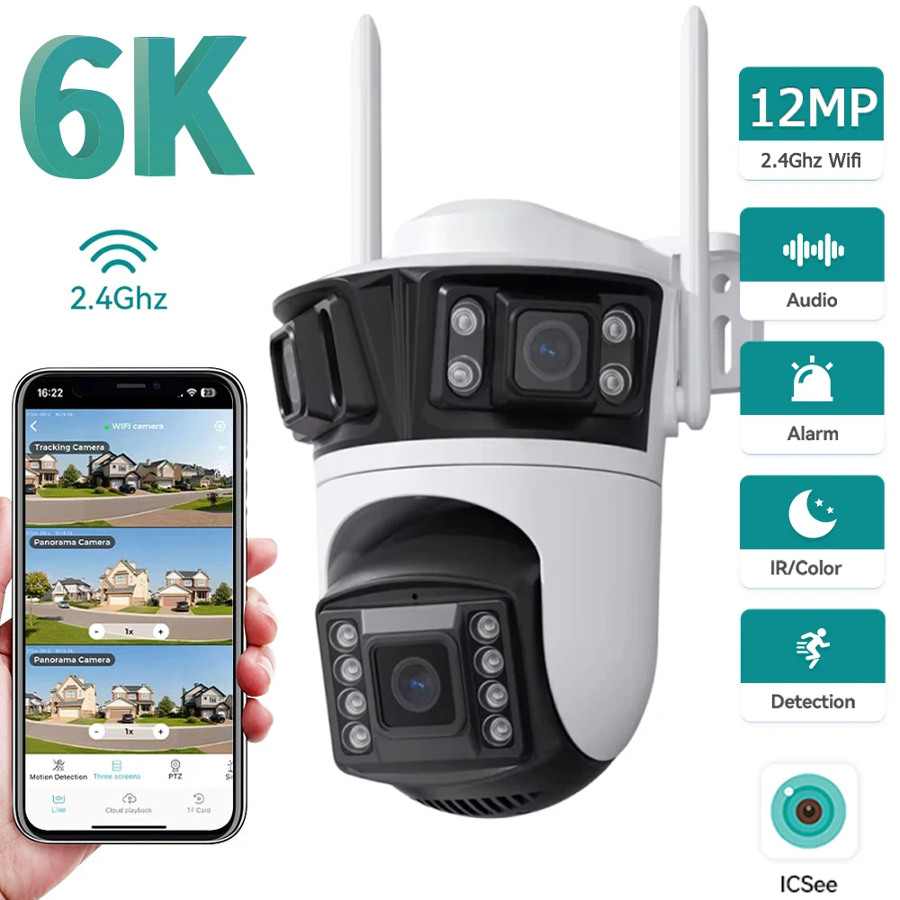 12mp-6k-3-объектив-Открытый-camara-de-seguridad-wifi-6mp-тройной-камеры-системы-ip66-Водонепроницаемый-ai-обнаружения-человека