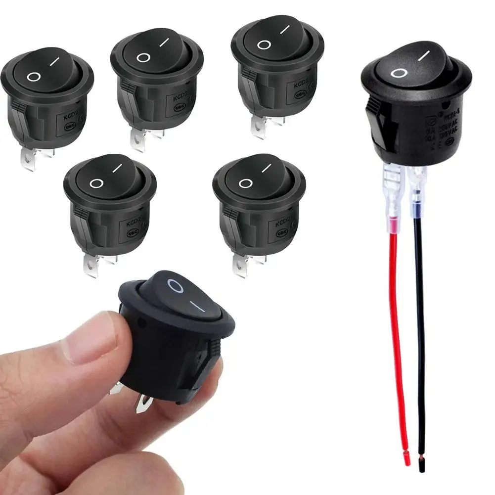 

Rocker Switch SPST 2 Pin On/Off 12V 10A/125V 6A/250V Round Toggle Switch, For Car Boat Marine RV Automotive Truck Motorcycl U6G3