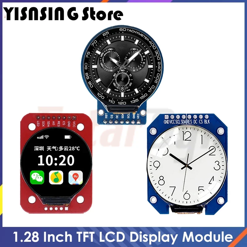 

1.28 inch TFT LCD Display Module Round RGB IPS HD 240x240 Resolution GC9A01 Driver 4 Wire SPI Interface Adapter Board