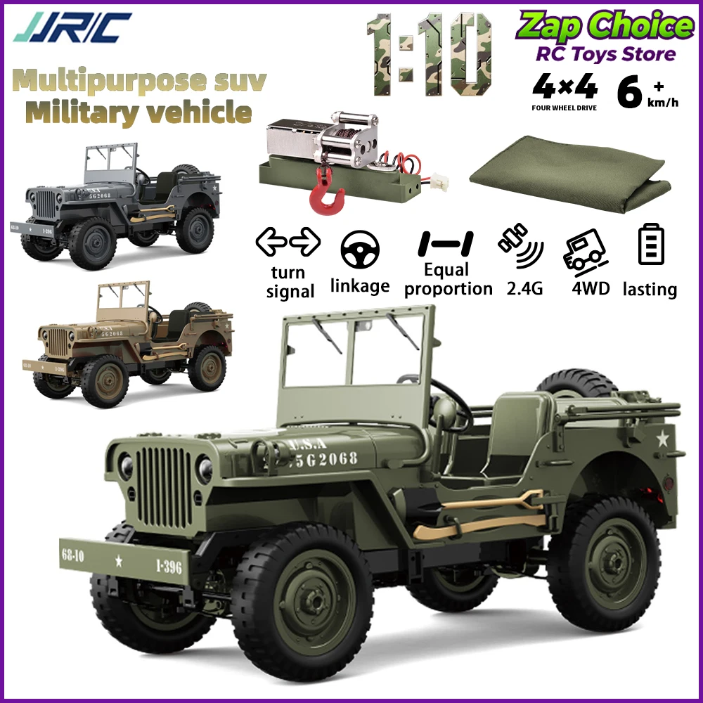 

JJRC C8815 1/10 rc car Military Jeep RC Rock Crawler 4WD 2.4G Winch Ready RTR Off-Road Vehicle Toy Gift for Kid Adult