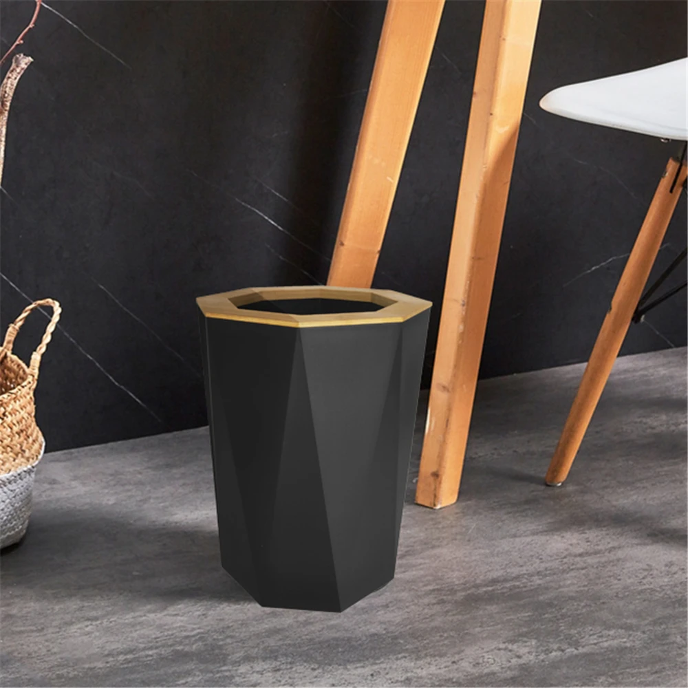 1pc Luxury Trash Can Plastic Garbage Storage with Lid Cover Bathroom Decor Living room Home Decoration Hotel Wastepaper Basket