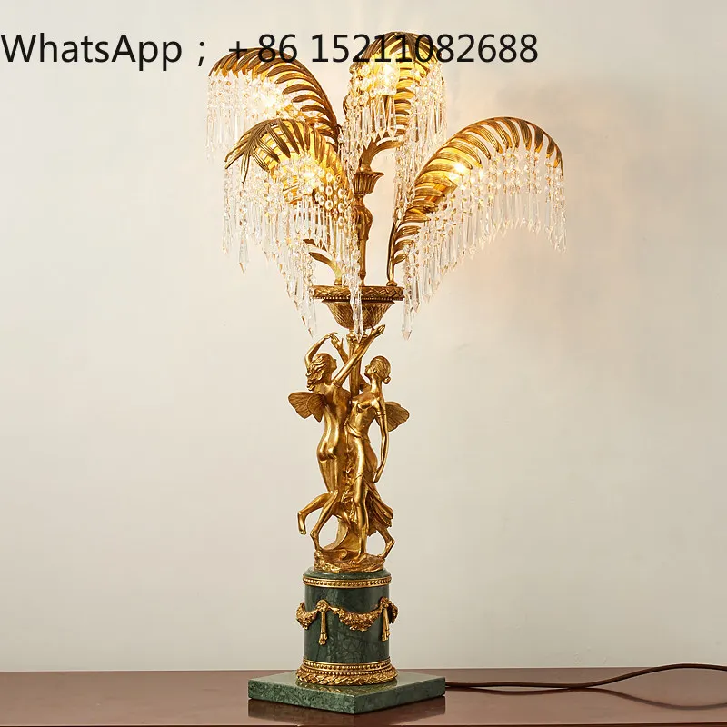 LLY all-copper bedroom bedside ornament retro luxury crystal villa living room classical ornament
