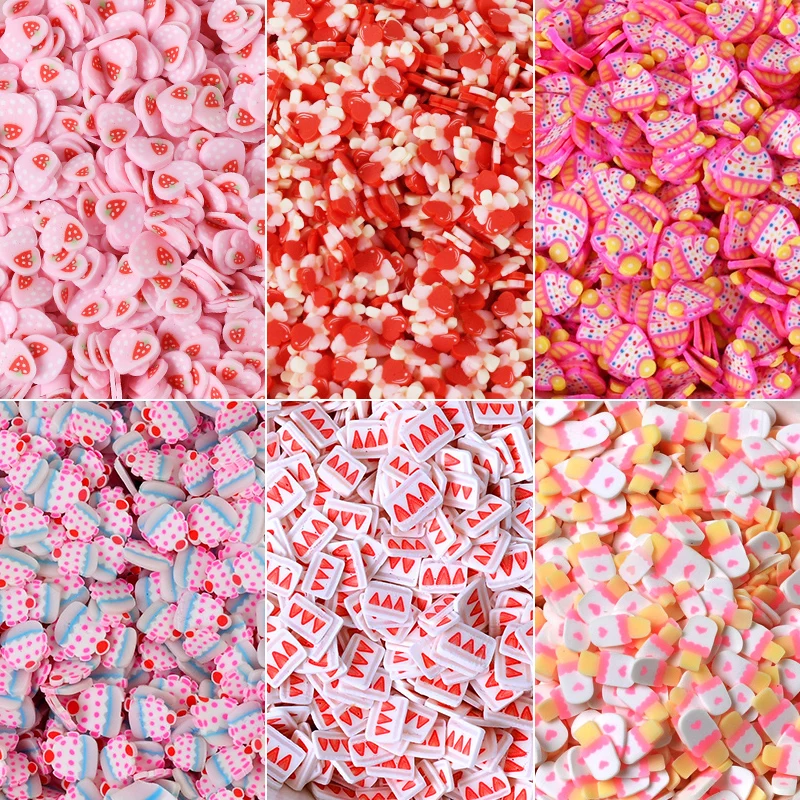 20g/Lot 5mm Cute Cakes Series Slice Nails Art Slices Slime Charms Polymer Clay for Girls Crafts Tiny Cute Plastic Mud Particles