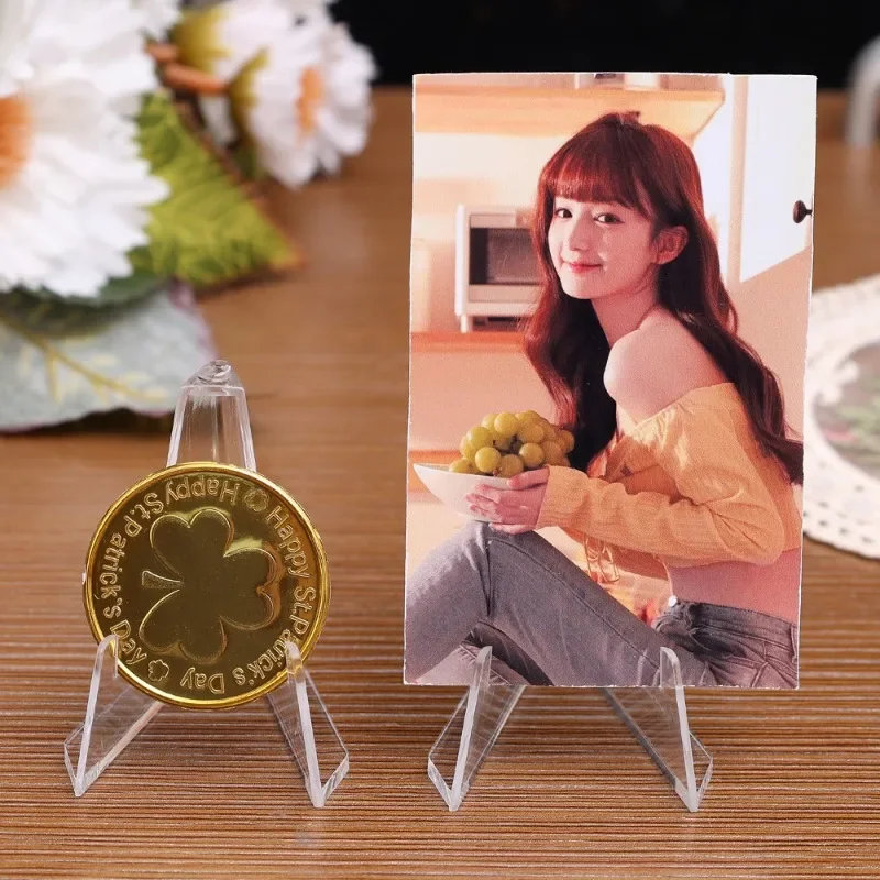 10/1Set Transparent Card Holder Protector Kpop Idol Photocard Waterproof Card Sleeves Acrylic Triangle Card Display Stands