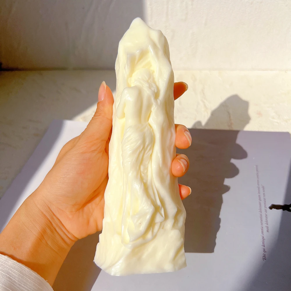 Stone Women Statue Candle Silicone Mould Pillar Female Figures Candle Mold Beautiful Goddess Lady Wax Mold Home Decor