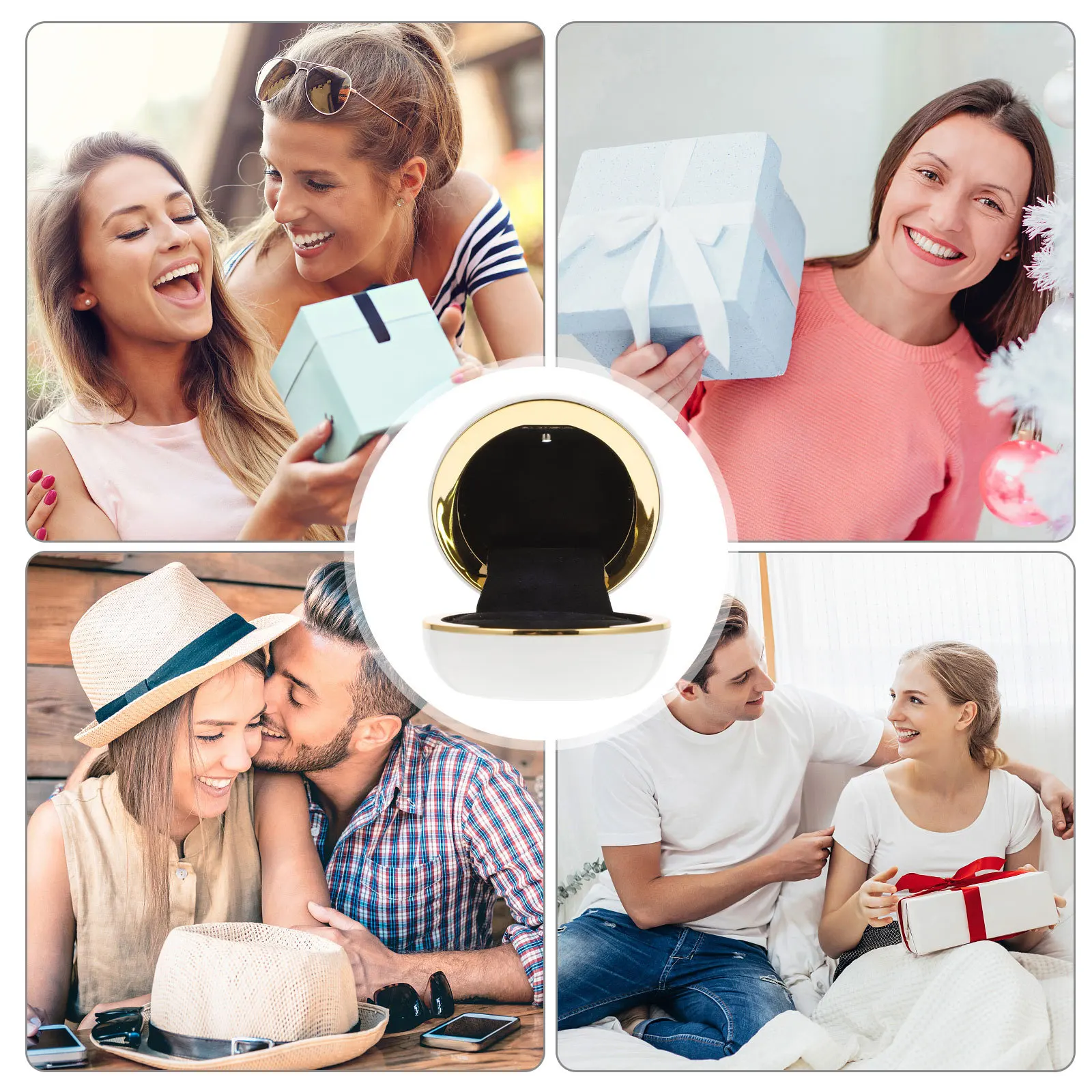 

Elegant Diamond Box Led Light Jewelry Storage Organizer Unique Ring Case For Wedding Proposal Unique Ring Box Gift