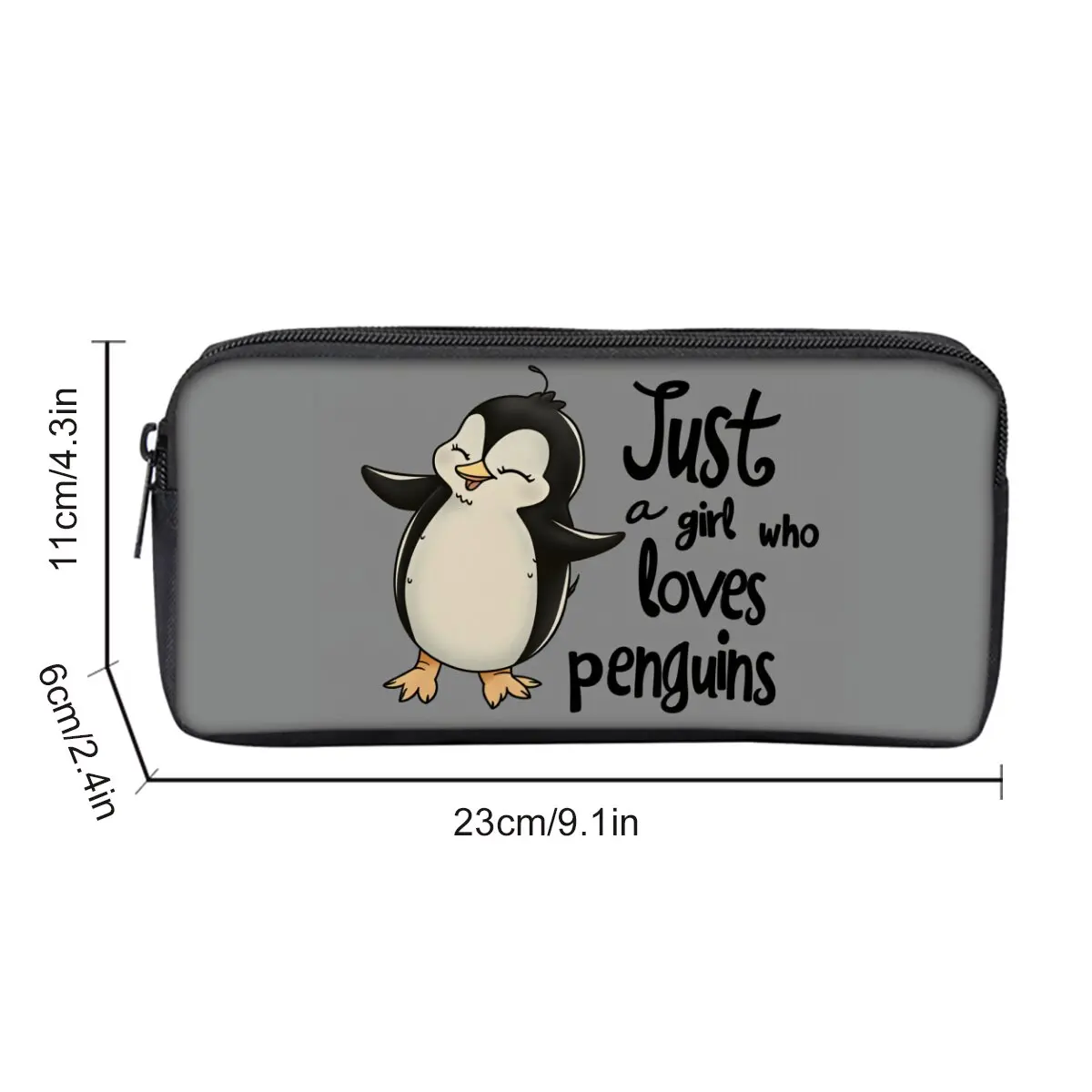 Penguin Print Single Layered Pencil Case for Boy/Girls Best Gifts 2D Flat Cartoon School Supplies Pencil Pouch for Children