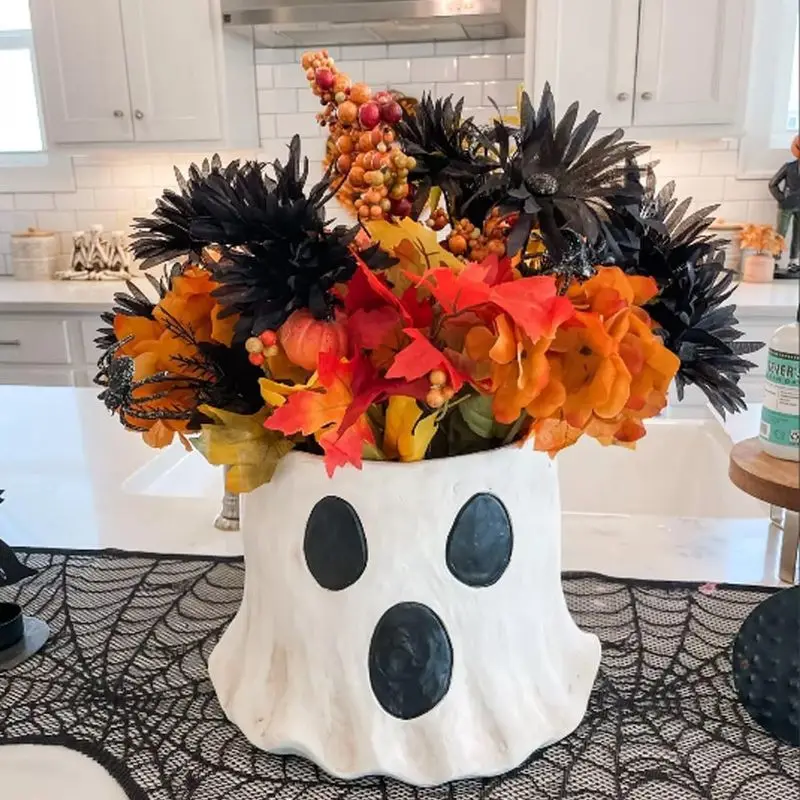 Halloween Trick Or Treat Ghost Bucket 15cm 5.9In Kids Candy Pail Portable Candy Holder Halloween Party Decor
