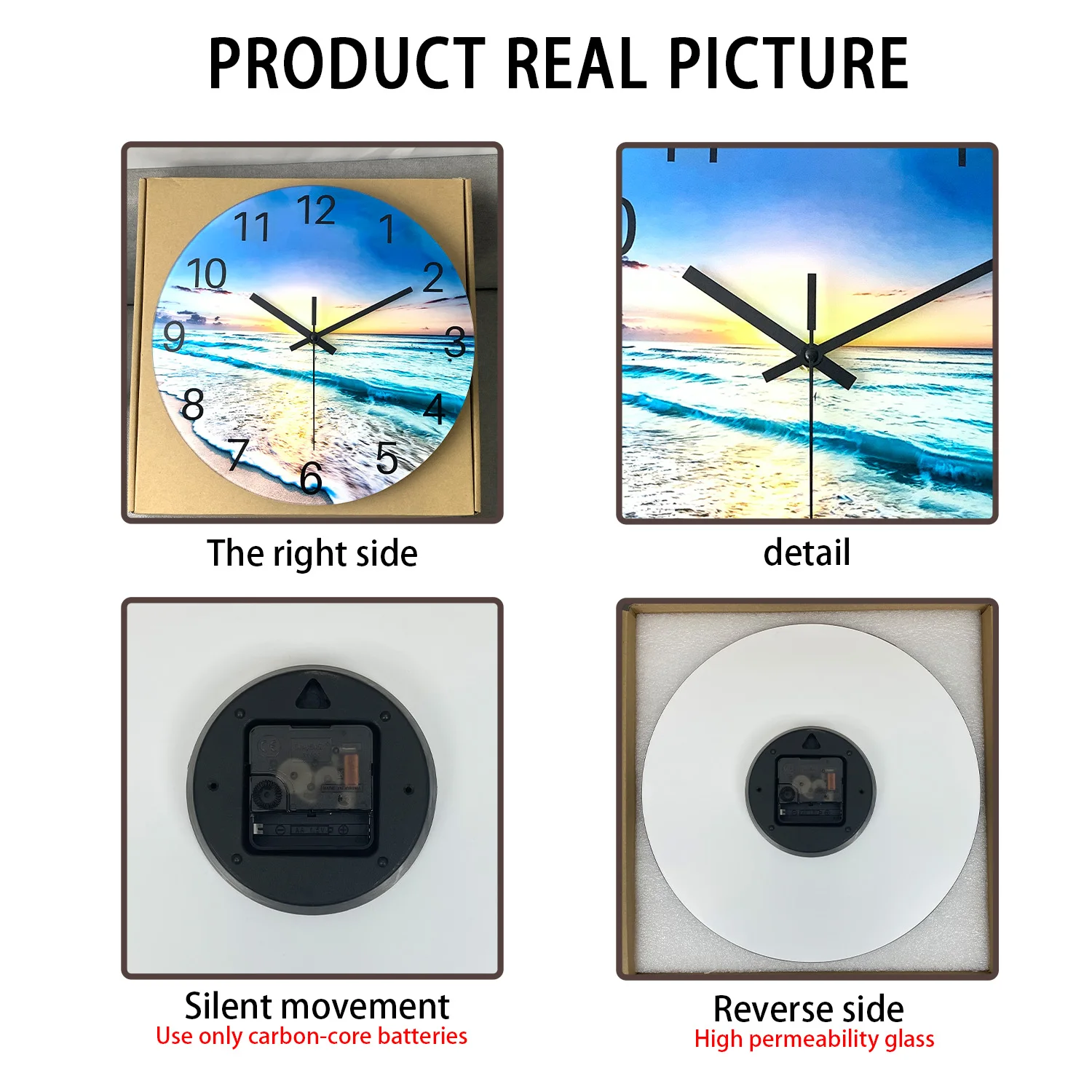 الموضة الحديثة نسيج الرخام نمط 4 مللي متر سميكة الزجاج المقسى ساعة حائط غرفة المعيشة غرفة نوم المطبخ ديكور المنزل ساعة حائط ساعة كوارتز صامتة هدية عيد 12 بوصة 14 بوصة 16 بوصة (بدون بطارية)