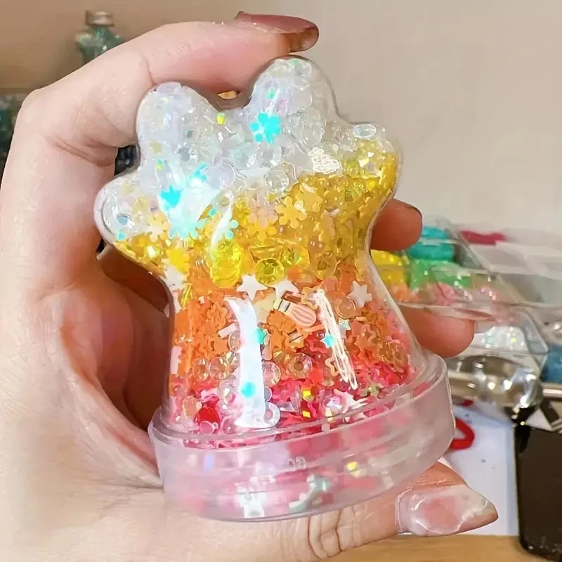 투명한 애완동물 털 보관병, 고양이 털 보관 용기, 귀여운 고양이 발 모양 사탕 용기, 다용도 애완동물 추모 선물