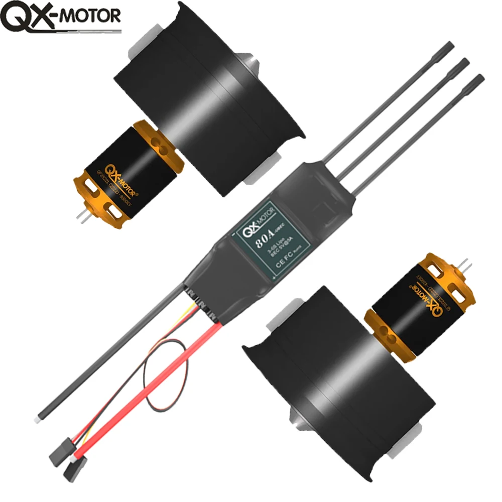 Qx-Motor Qf2822 64Mm Edf12 Bladen Geleide Ventilator Met 2200kv 2400kv 3500kv 3800kv 4300kv Borstelloze Motor 60a 80a Esc