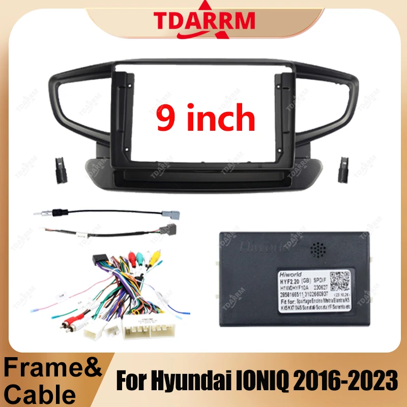 TDARRM For Hyundai IONIQ 아이오닉 2016-2023 9 Inch Car Stereo System Frame With Canbus And Wiring Harness Complete Installation Set.