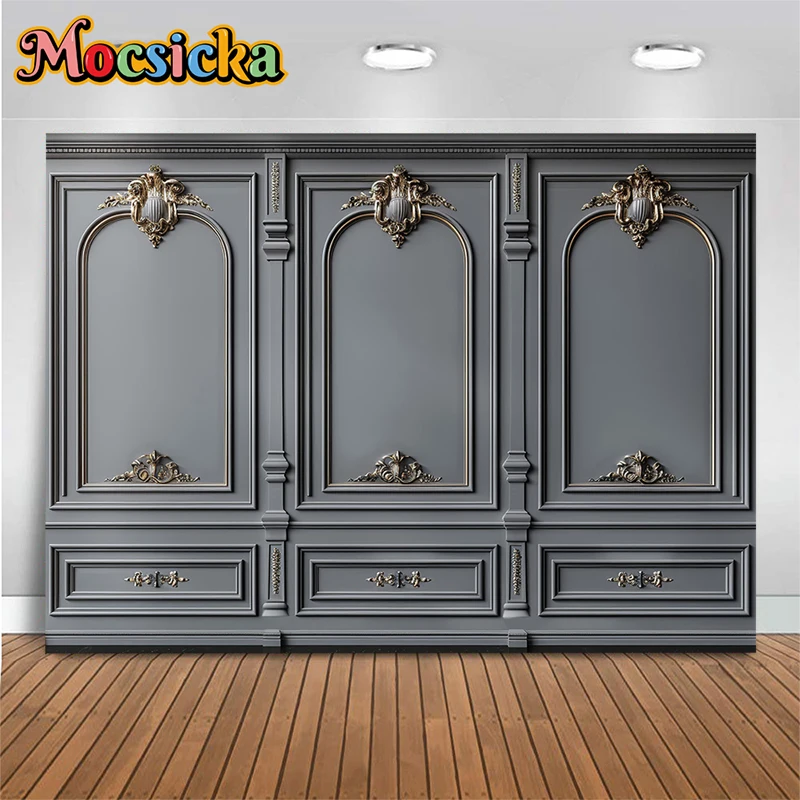 Mocsicka Grey Palace Wall Photography Backdrop Marble Art Texture Background Cloth Decor Wallpaper Family Photo Studio Backdrops