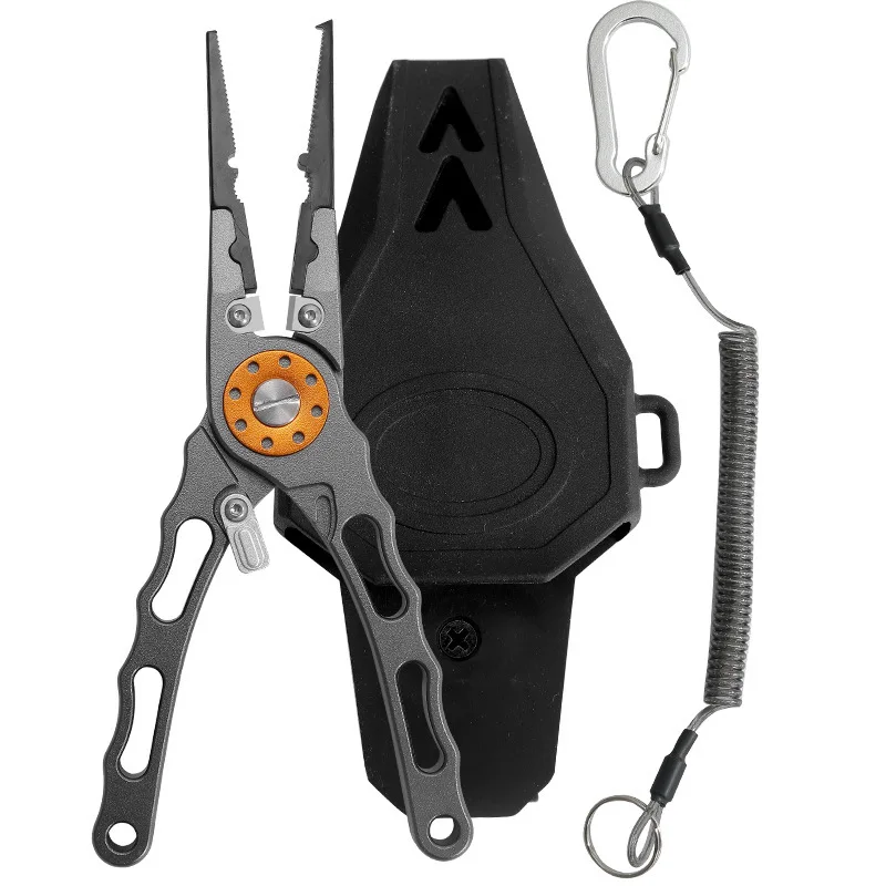 Outdoor Aluminum Alloy Fishing Gear Extended Pliers With Open-Loop Hook Remover Fishing Scissors Control Fish Tool