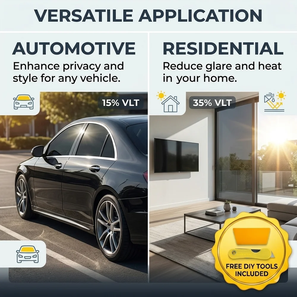 Schwarze Auto-Tönungsfolie für Schiebedach, UV-Schutz, VLT 1%/5%/15%/25%/35%/50%, Verdunkelungsfolie für Fenster – Detail 4
