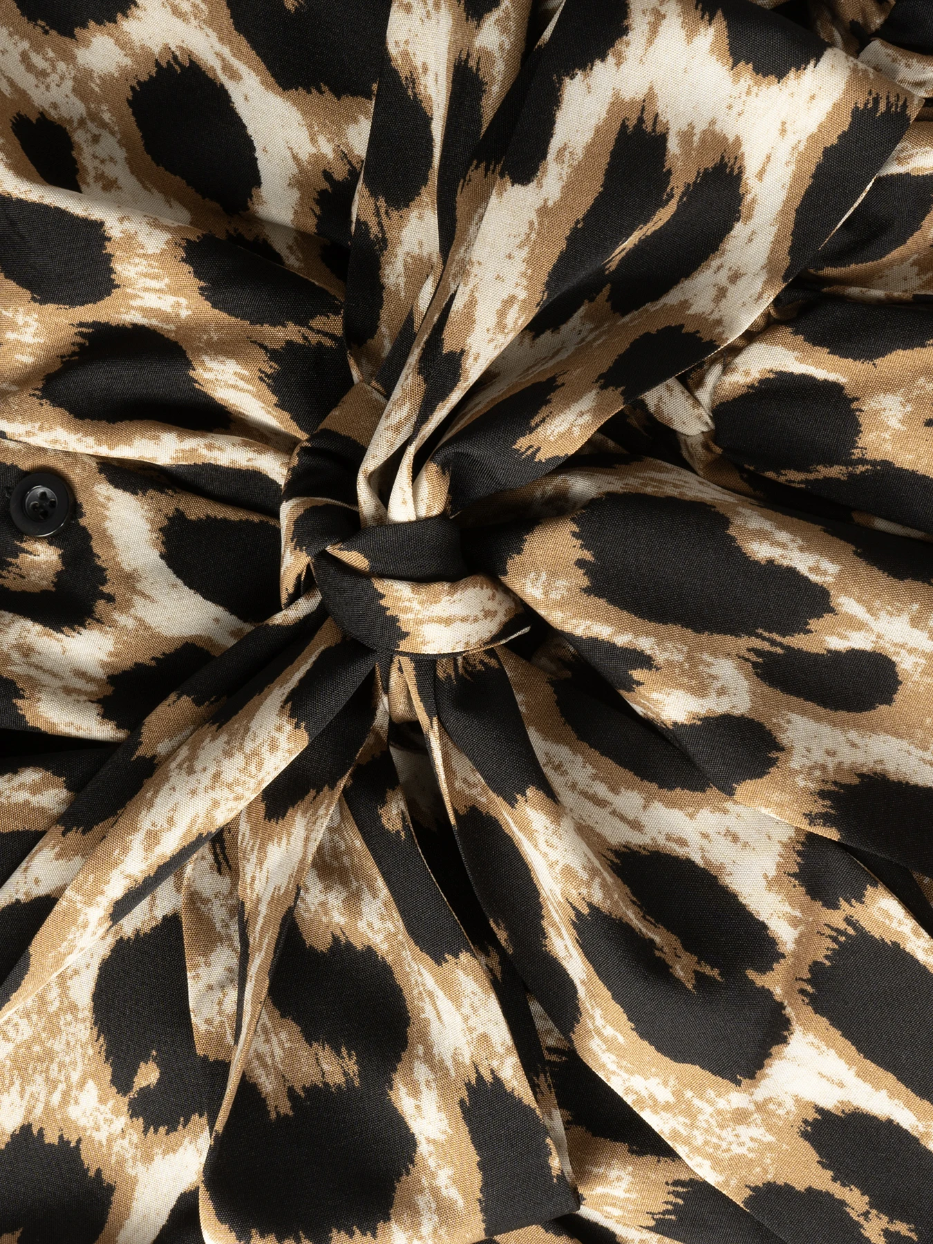 Spring Summer Women's Blouse Leopard Print V Neck Long Sleeve Waist Tie Ruffled Hem Slim Trendy Daily Casual Dating Top