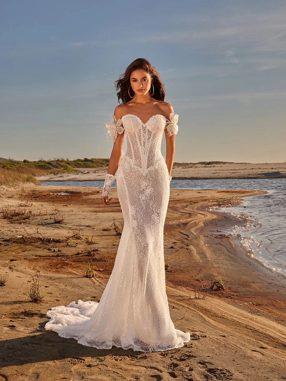 Vestidos De Novia Con Brillos Luxury Wedding Dresses Vestido Corte Sirena Encaje Corset Curvy Beach Dress 2025 Novias Boda Gown