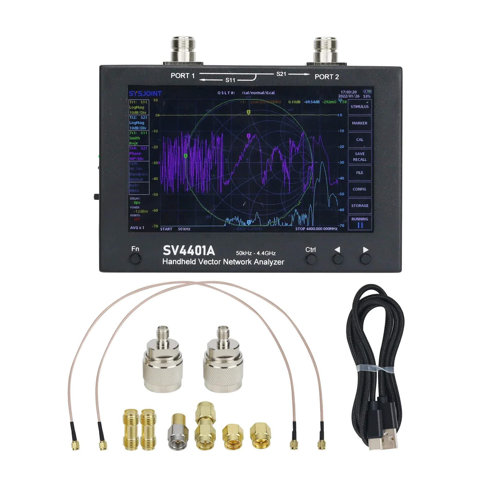 SV4401A 50KHz-4.4GHz VNA Analyzer Vector Network Analyzer with 100DB Dynamic International Version