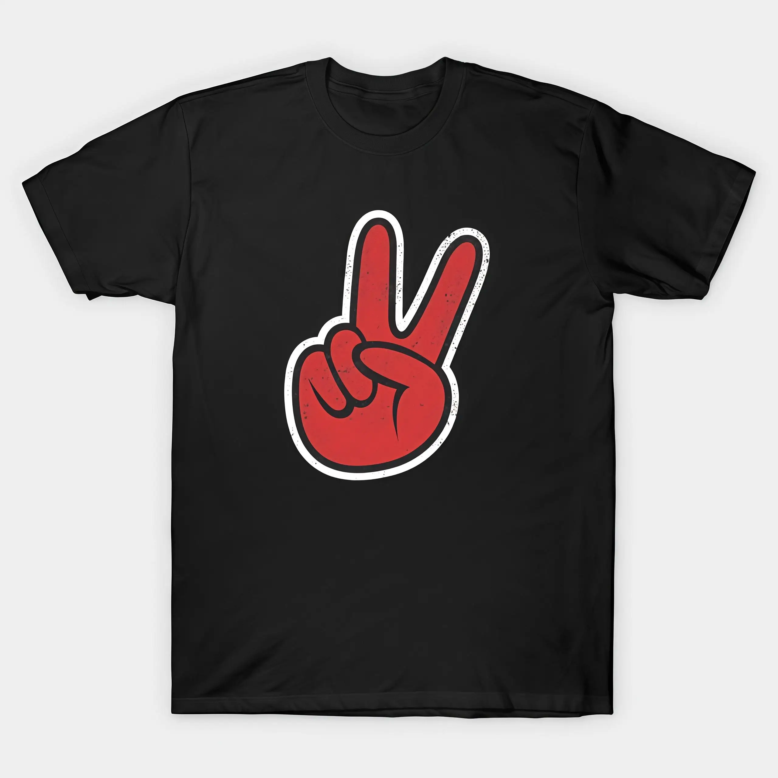 

Oversized Peace Sign Graphic T-Shirt for Women, Vintage Style Peace Gesture Tee, Casual Streetwear Top for Men and Women