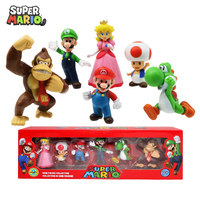 6pcs/set Super Mario Bros PVC Action Figure Toys Dolls Model Set Luigi Yoshi Donkey Kong Mushroom for kids birthday gifts