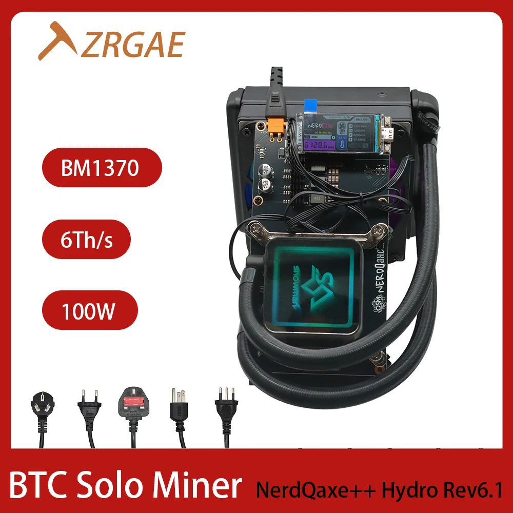 2026 Bitaxe Miners kit NerdQaxe++ Hydro Rev6.1 6TH/s 100W Solo Miner For Mining Bitcoin Liquid Cooler BTC Miner Crypto Machin
