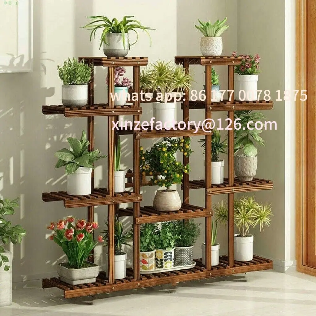 

Customizable Wooden Plant Shelf Flower Pot Stand Indoor Outdoor Multi-Tier Plant Display Stand