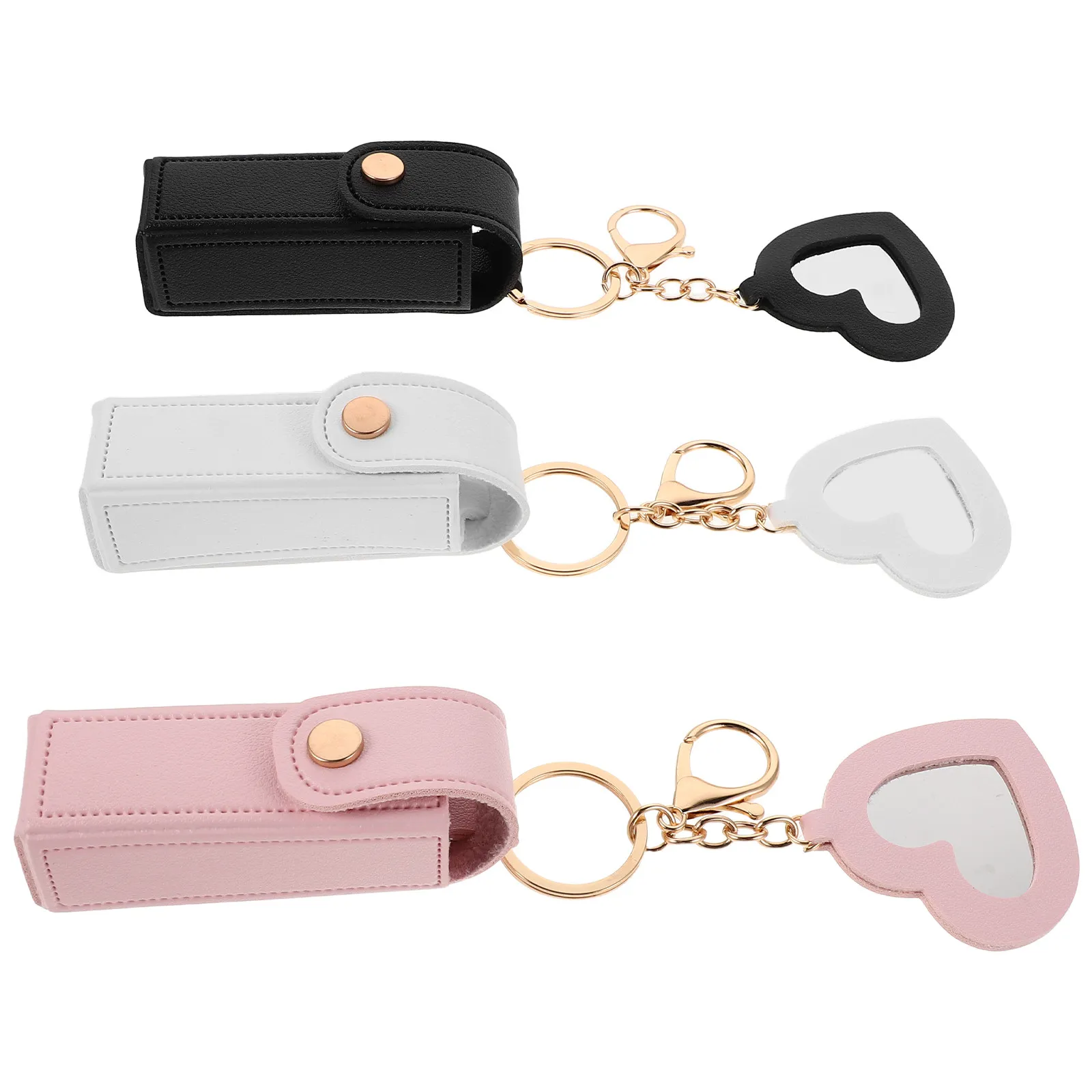 3Pcs Mini Purse Keychain Lipstick Holder Compact Mirror Lip Gloss Bag Charm Fashion Handbag Pendant Keyring for Women
