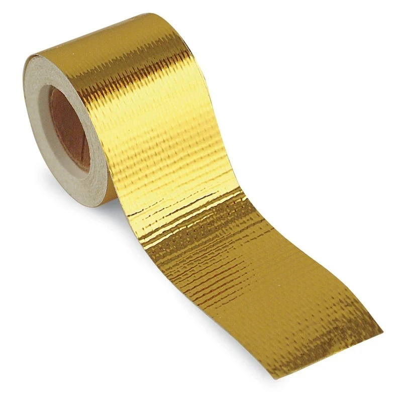 5mx5cm Fiberglass Heat Reflective Tape Gold High Temperature Heat And Sound Shield Wrap Roll Adhesive Car Accessories Stickers image 2