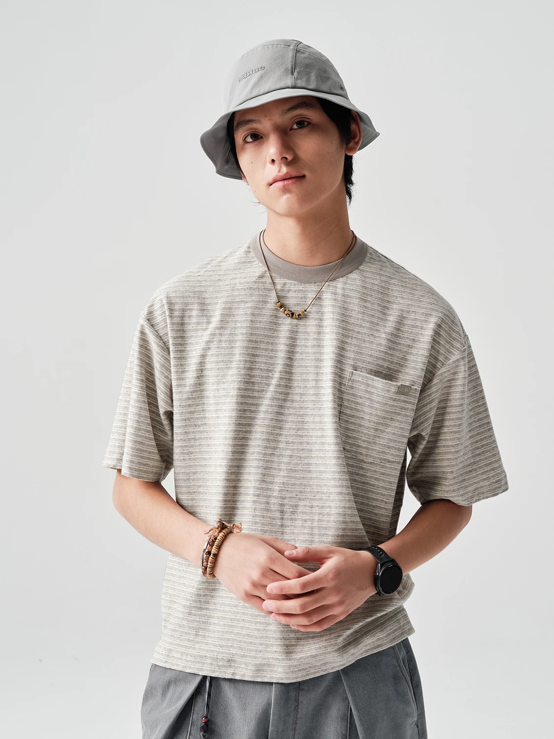 Blue Ridge Pure Cotton Soft Comfortable Retro Striped T-Shirt Summer New Outdoor Casual round Neck Short Sleeve Men's Clothing