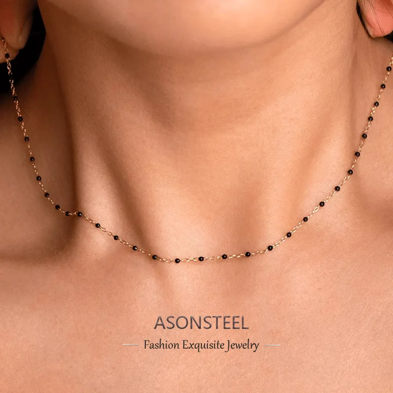ASONSTEEL Trendige Edelstahl-Gliederketten-Halskette mit Tropföl-Optik, Modisch Golden für Damen, DIY-Schmuck im Bohemian-Stil