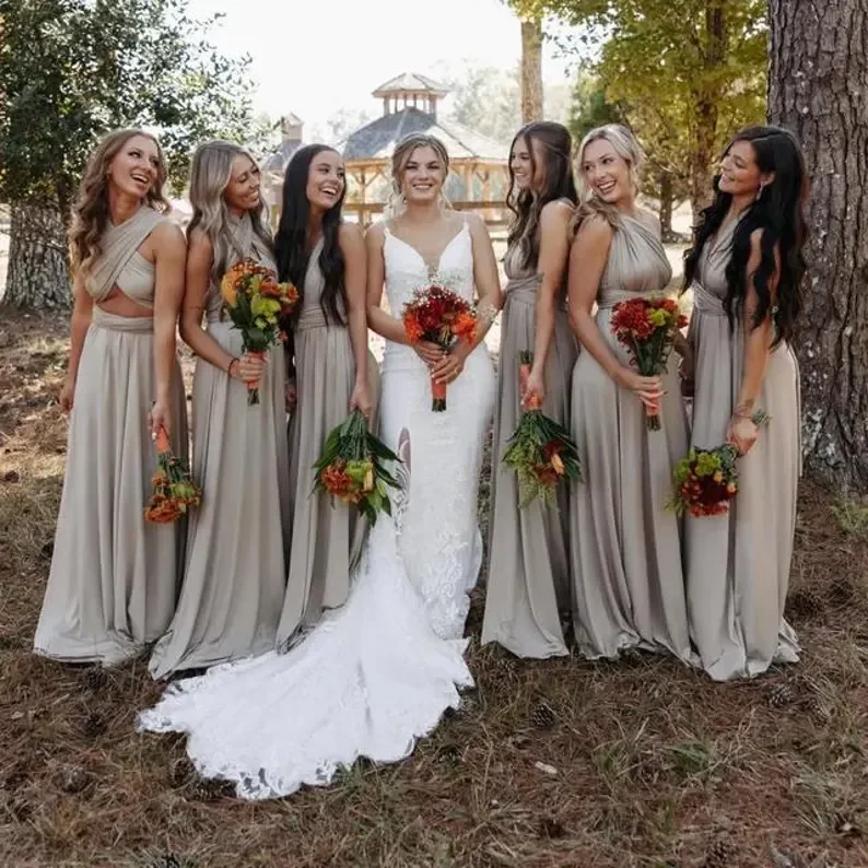 Bridesmaid Dress, Olive Green Maxi Bridesmaid Dress, Bridal Party Convertible Dress, Multiway Infinity Dress, Custom Dress