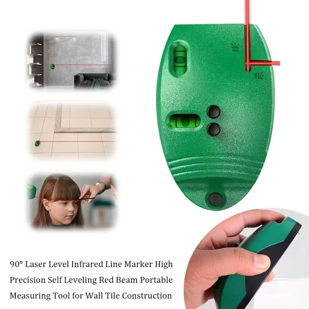 90° Laser Level Infrared Line Marker High Precision Self Leveling Red Beam Portable Measuring Tool for Wall Tile Construction