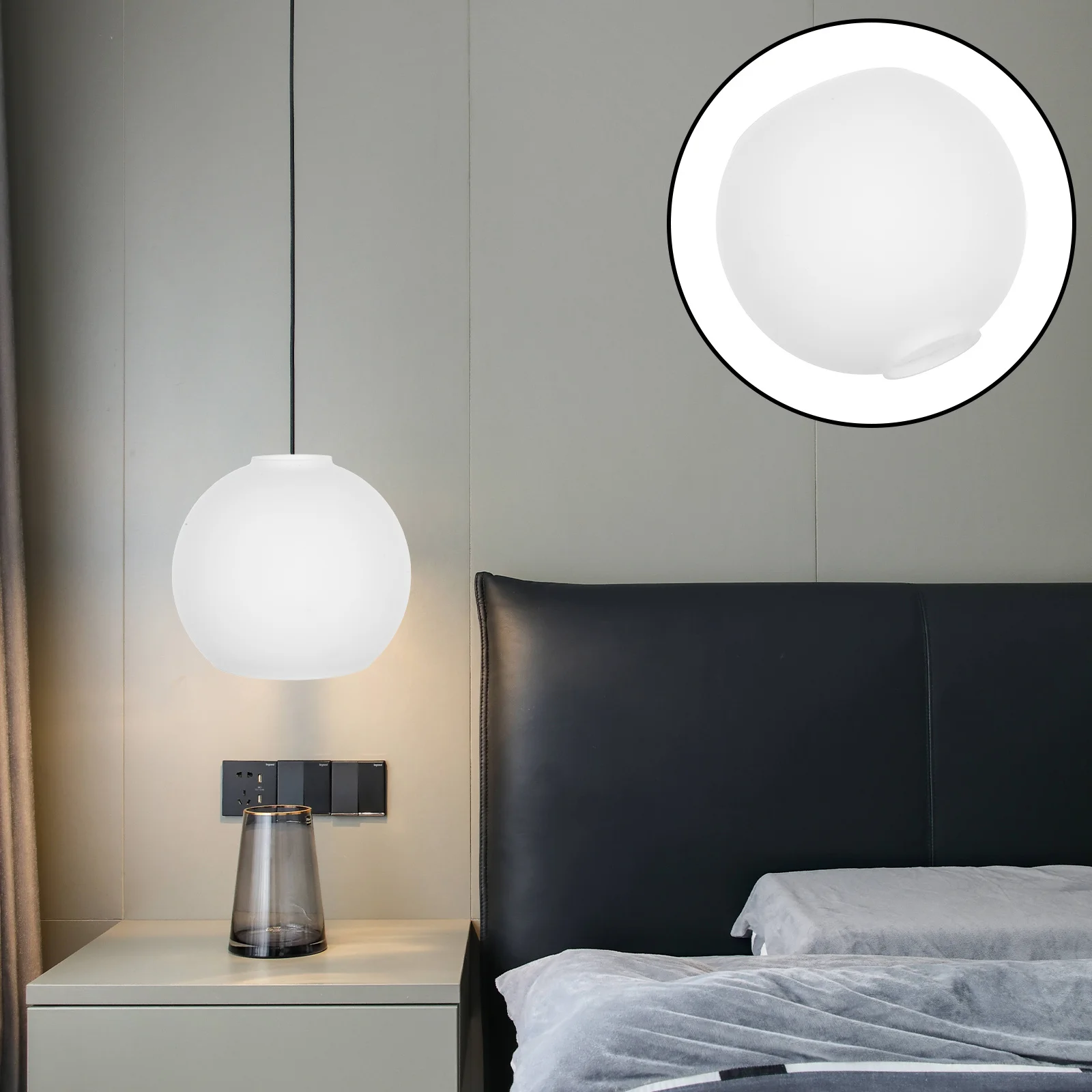 

2Pcs Glass Lamp Shade Replacement: White Milk Globe for Pendant Light Fixture - Round Flat Mouth Design Compatible with Table