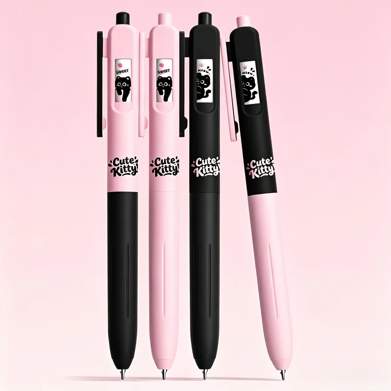 8/4 Pieces in Random Colors, Cat-Themed Retractable Gel Pens, Black Ink, Gel Pens with Interchangeable Designs, Suitable for Note-Taking, Daily Office Writing, Office and Study Supplies, Perfect Gift for Halloween and