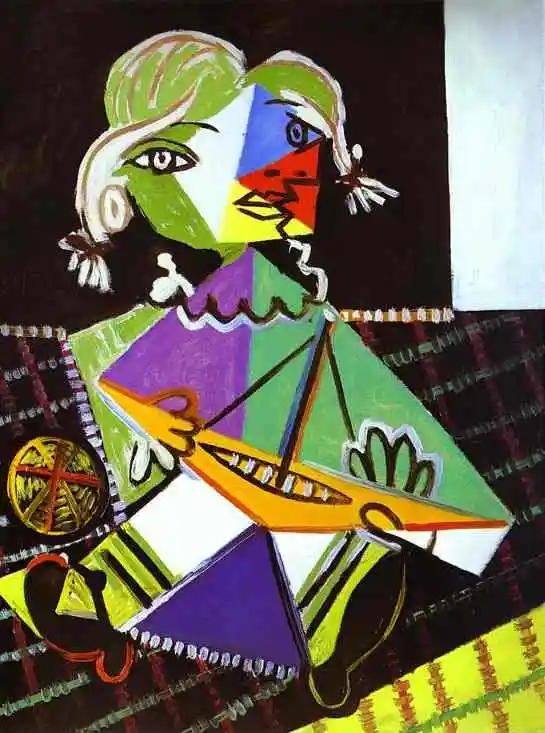 100% Handmade High Quality Oil Painting Reproduction on Linen Canvas,Picasso Girl with Blow by Pablo  Picasso,Abstract Painting