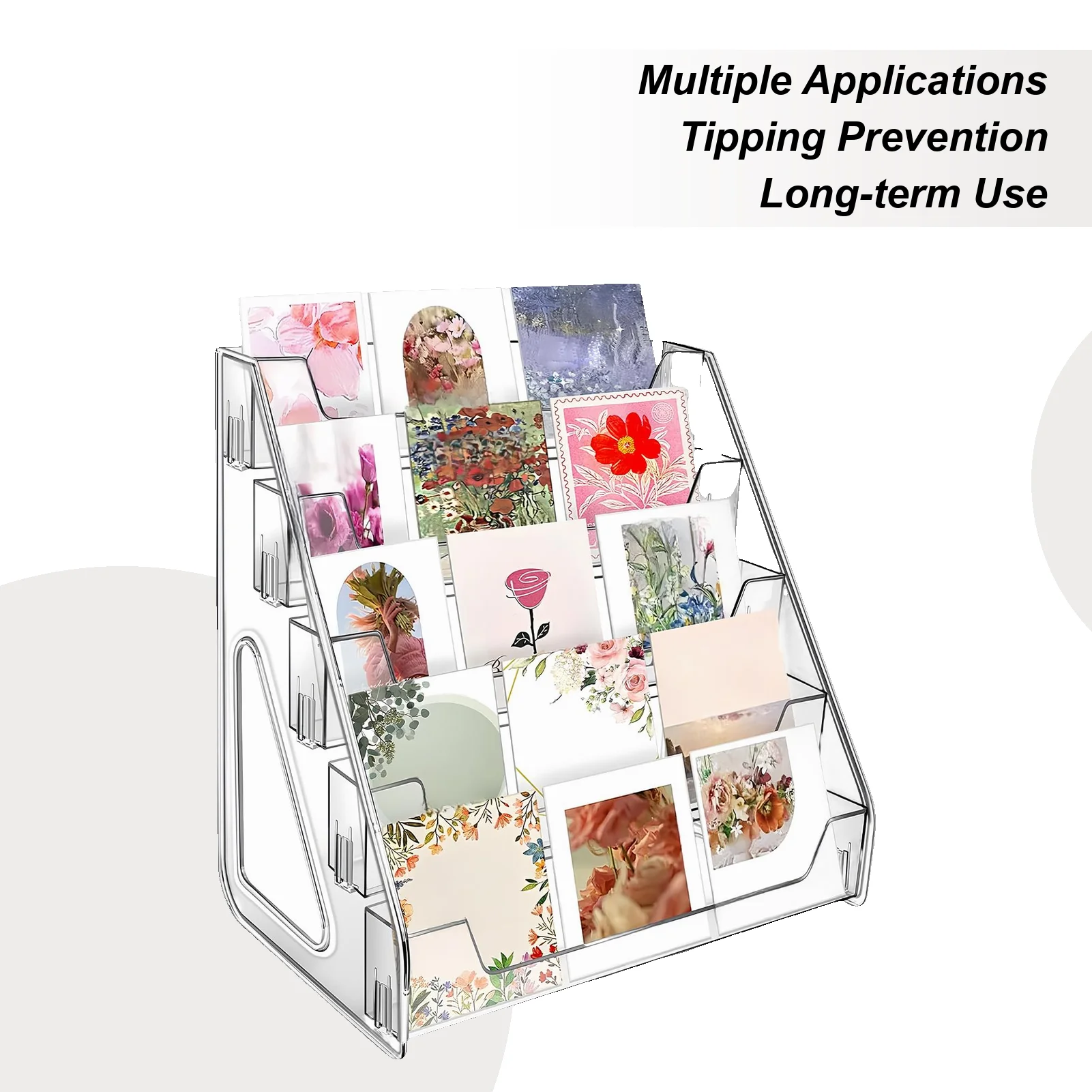 Card Display Stand 5-Tier Acrylic Organizer Clear Graded Card Shelf for Tabletop Desk Booth Organisation Collectible Postcards