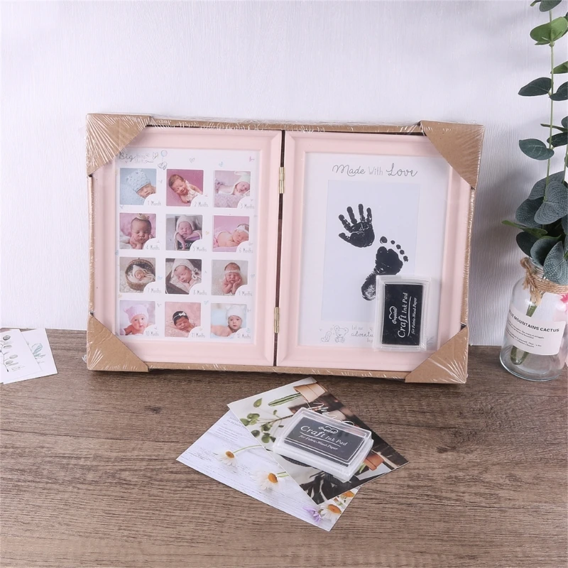 Foldable Picture Frame for Baby Growth Moment Record Handprint Display Photo Frame Nursery Room Decor Mothers Day Gift 1560