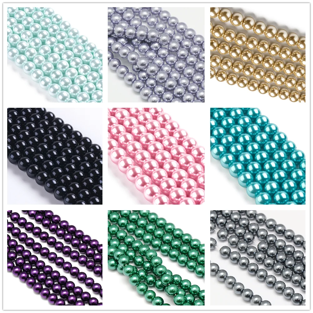 4/6/8/10mm Environmental Dyed Glass Pearl Round Bead for jewelry making DIY bracelet necklace Decorate F60