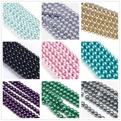 4/6/8/10mm Environmental Dyed Glass Pearl Round Bead for jewelry making DIY bracelet necklace Decorate F60