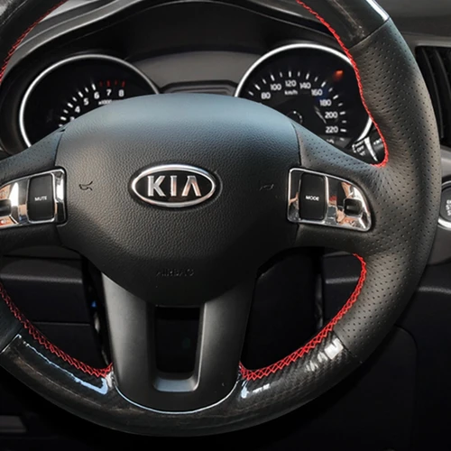 Imagen 2 del producto Cubierta trenzada personalizada para volante de coche, fibra de carbono, cuero genuino, 100%, apto para Kia Sportage 3, 2011, 2012, 2013, 2014, Kia Ceed 2010