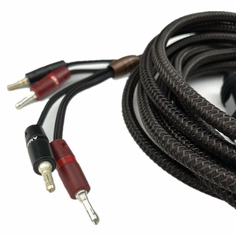 Pair Star-Quad GO-4 Speaker Cable Perfect Surface Copper Horn Cable HiFi Audio Loudspeaker Wire Banana & Spade Plug