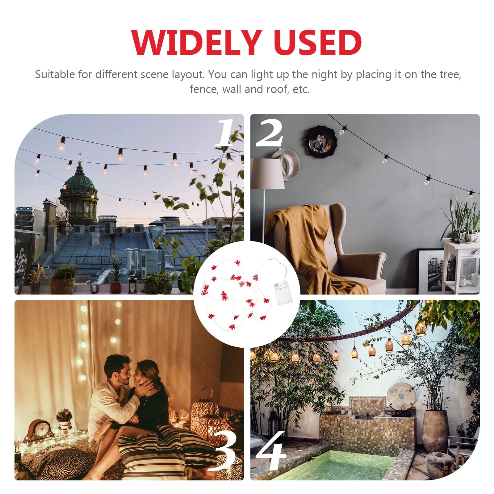 

20 LED Crab Modeling String Light Lamp Garden Decorative Warm Light for Yard Lawn String Lamp Scene Decor