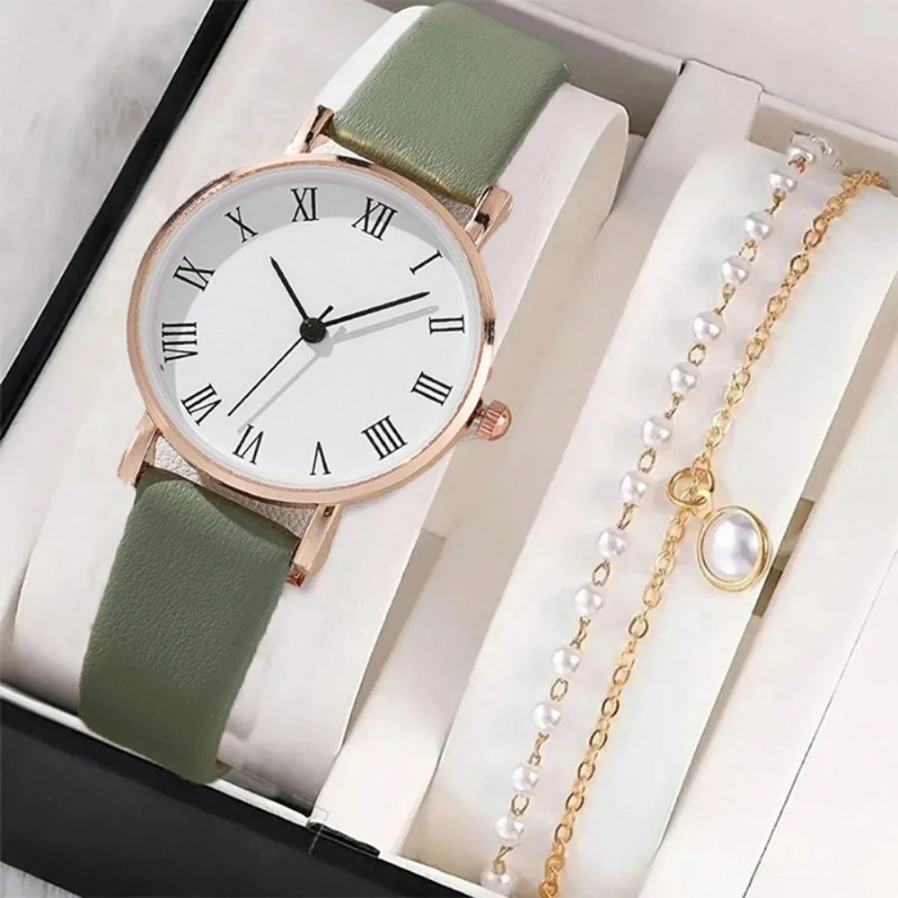 

Роскошные женские простые часы с круглым циферблатом 1/2 шт. блестящие модные аналоговые кварцевые женские часы из искусственной кожи женские часы Reloj Mujer