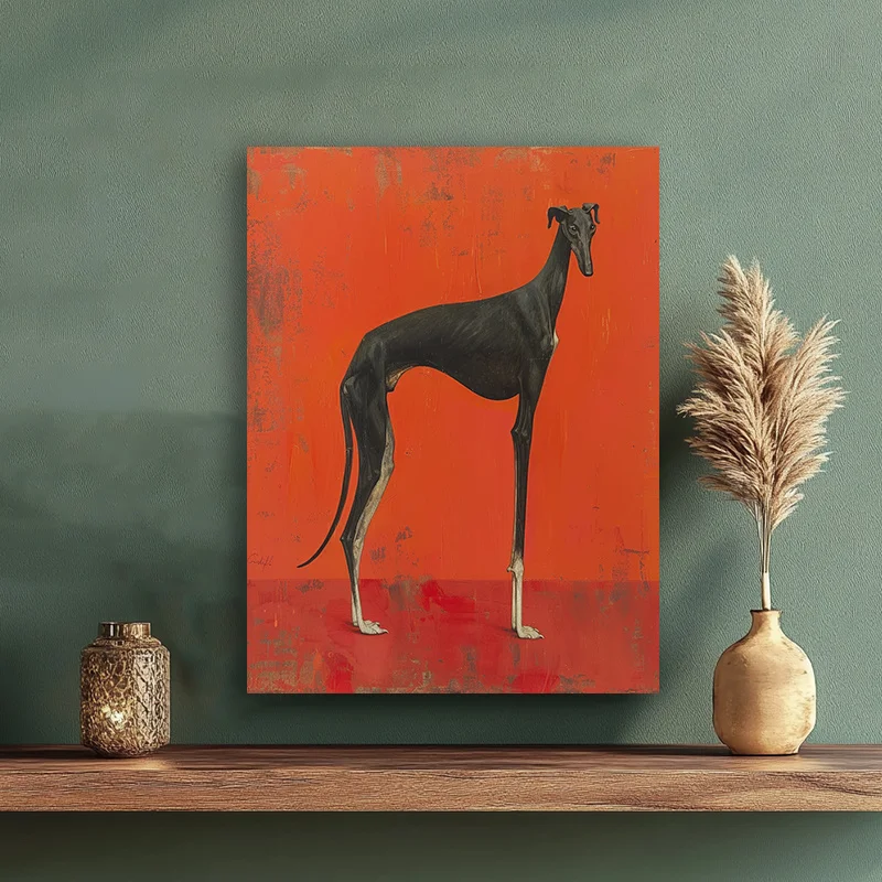Minimalist Charm, Chic Black Greyhound Canvas Art Print Frameless Wall Decor for Living Room, Bedroom, Office Canvas Poster
