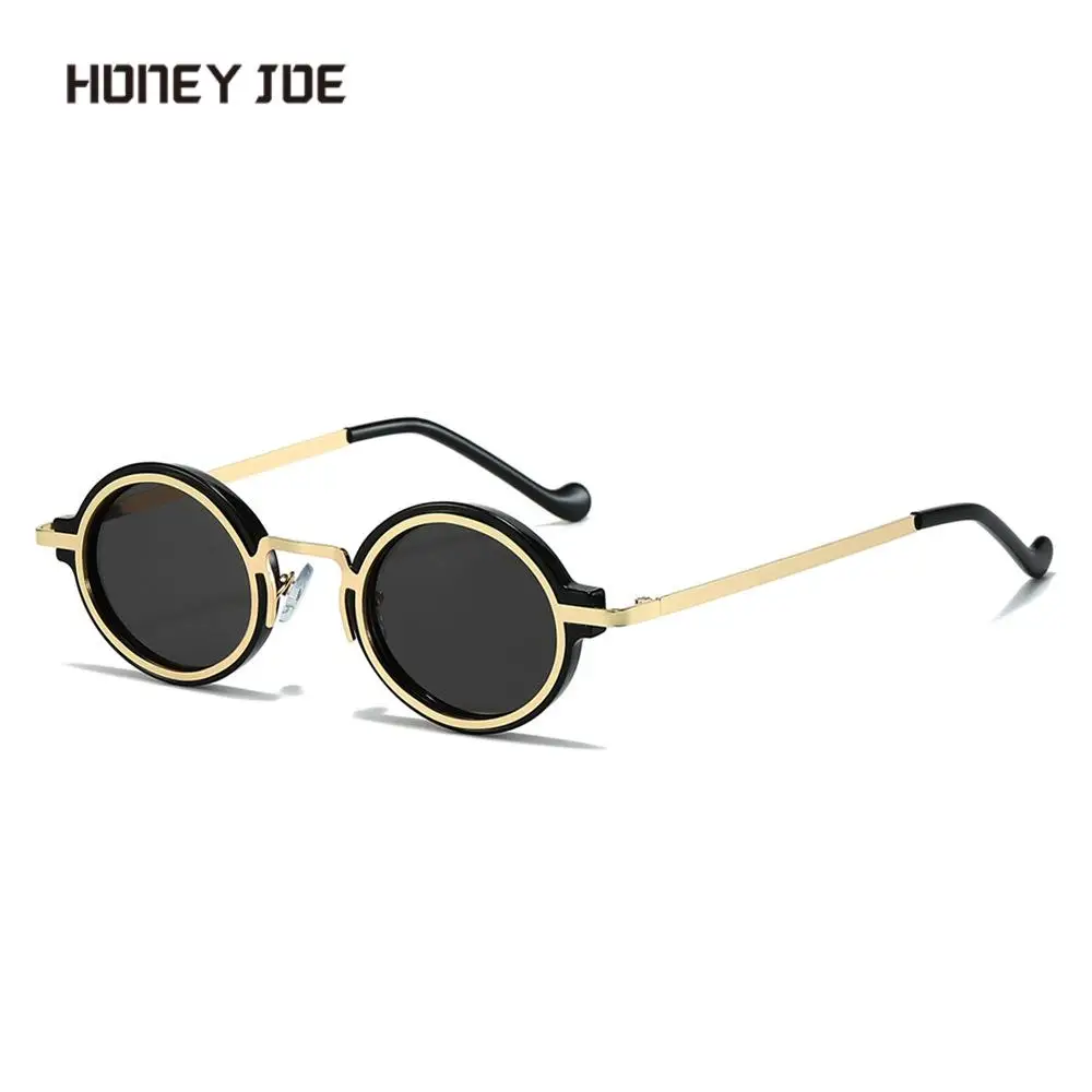 Retro Vintage Steampunk Small Round Oval Sunglasses Men Women Metal Plastic Frame Sun Glasses Unique Stylish Hipster Punk UV400