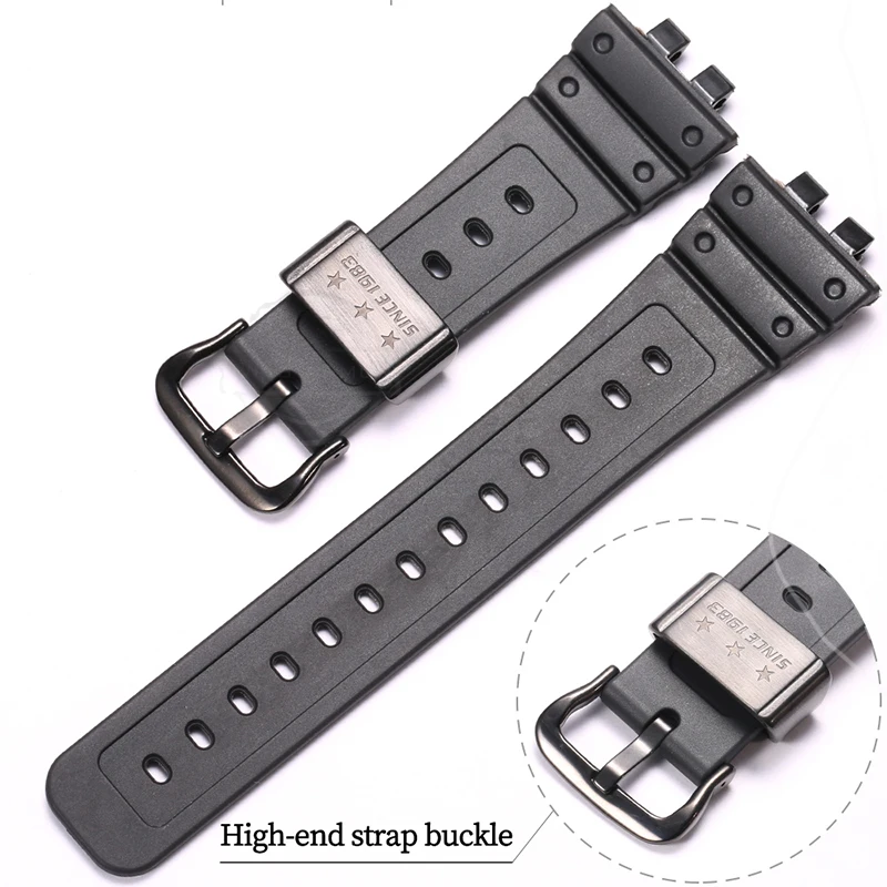 Resin Strap for Casio GMW-B5000 Stainless Steel Hoop Black Waterproof Replacement Bracelet Rubber Band Watch Accessories