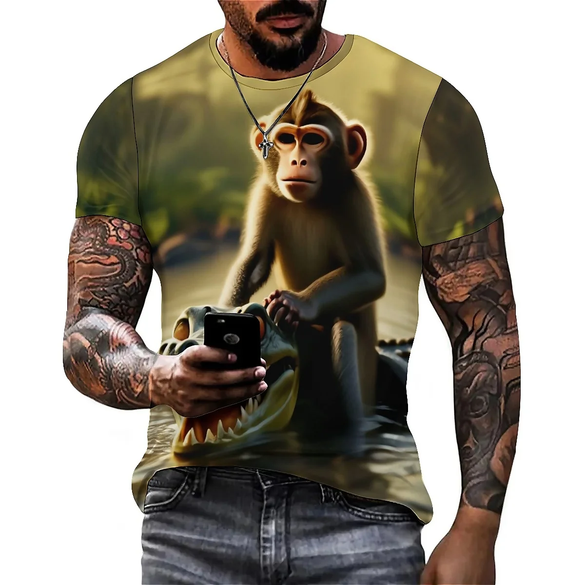 

Vintage Cute Street Trend Men's 3D Printed Short-Sleeve T-Shirt - Couple Outfit Holiday Top