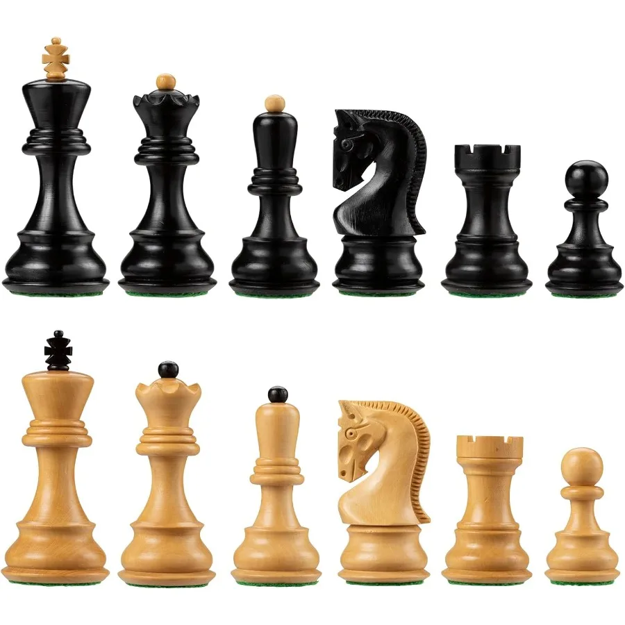 

Premium Weighted Wooden Chess Set with 3.75 in. King for Adults Ebonized Boxwood Design European Staunton Style Ideal for Luxur
