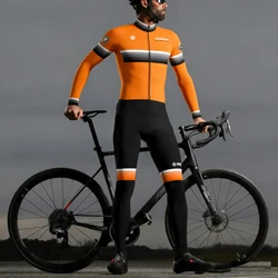 Pro Men's Trisuit Long Sleeve Triathlon Autumn Winter One-Piece Clothing Cycling Running Skinsuit RightTrack Apparel
