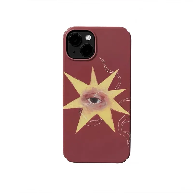 

Red Background Yellow Starseyes Phone Case for IPHONE 17 Air 16E 15 PROMAX 14 Plus 13 12 MINI 11 PRO 16Plus Acrylic Phone Cover